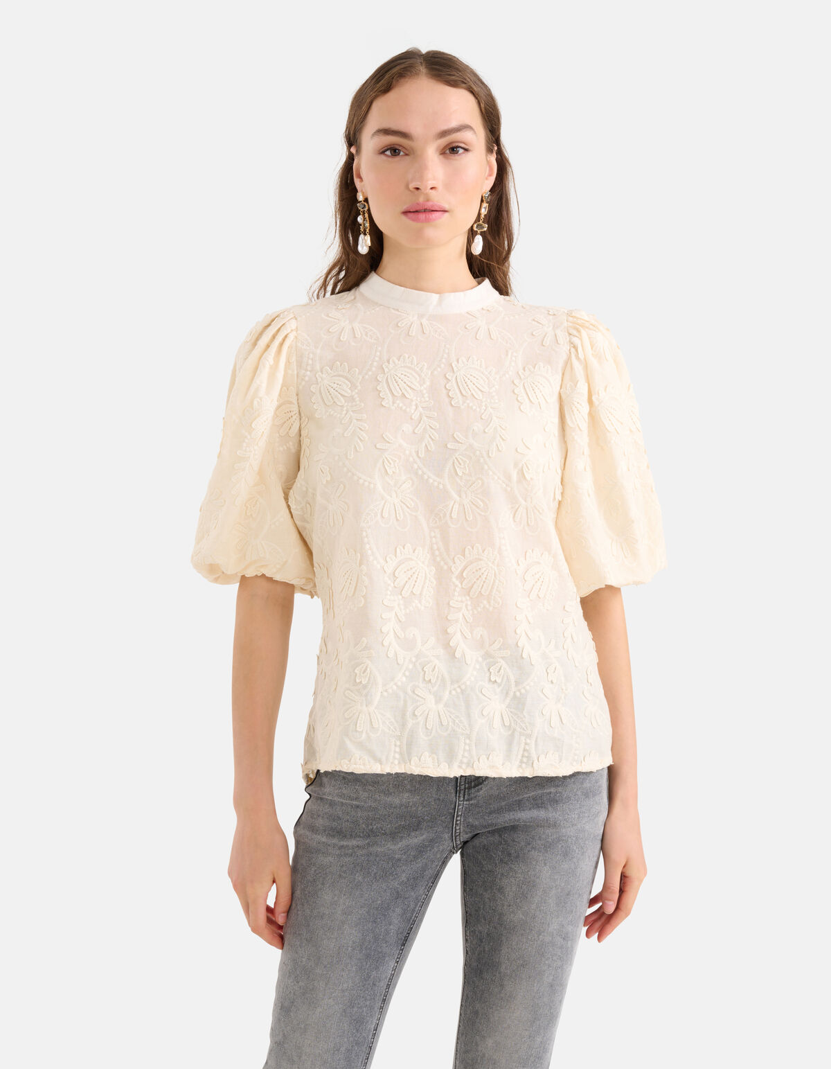 Embroidery Top Gebroken Wit SHOEBY WOMEN