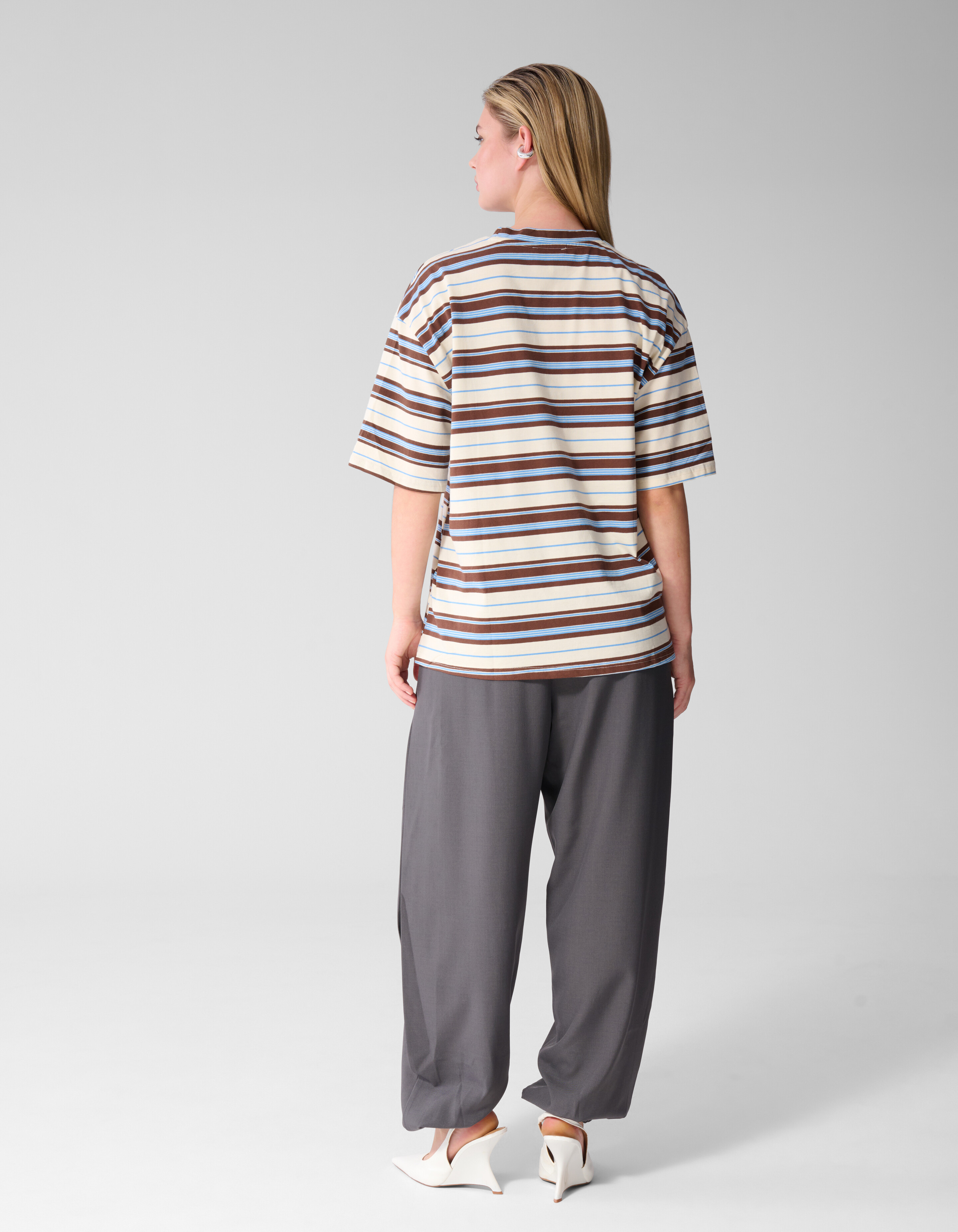 Scarf Striped T-shirt Gebroken Wit SHOEBY WOMEN