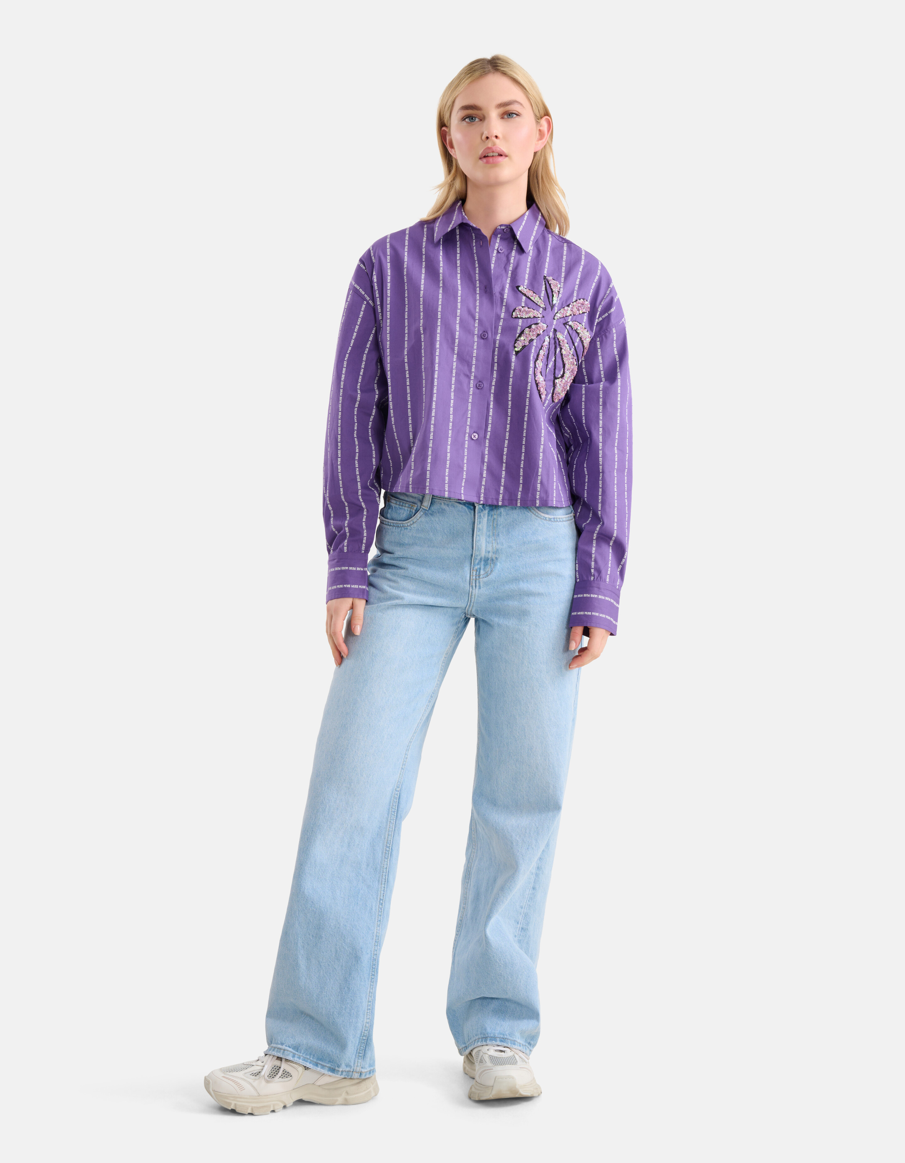 Pinstripe Blouse Paars SHOEBY WOMEN