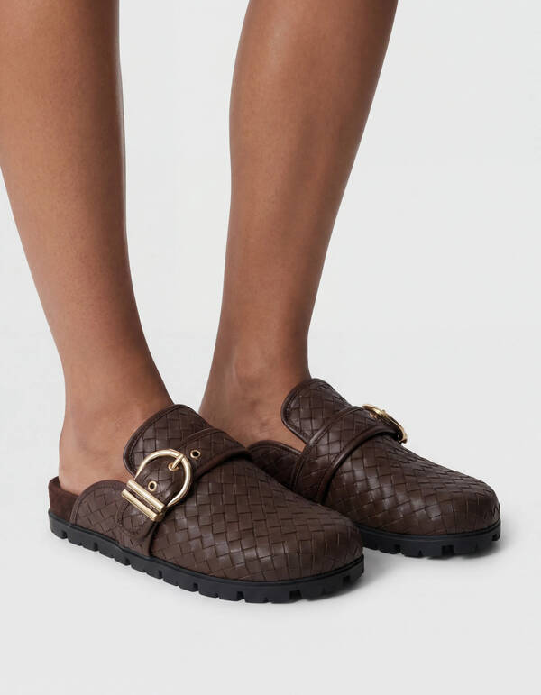 Braided Gesp Instappers Bruin SHOEBY SHOES