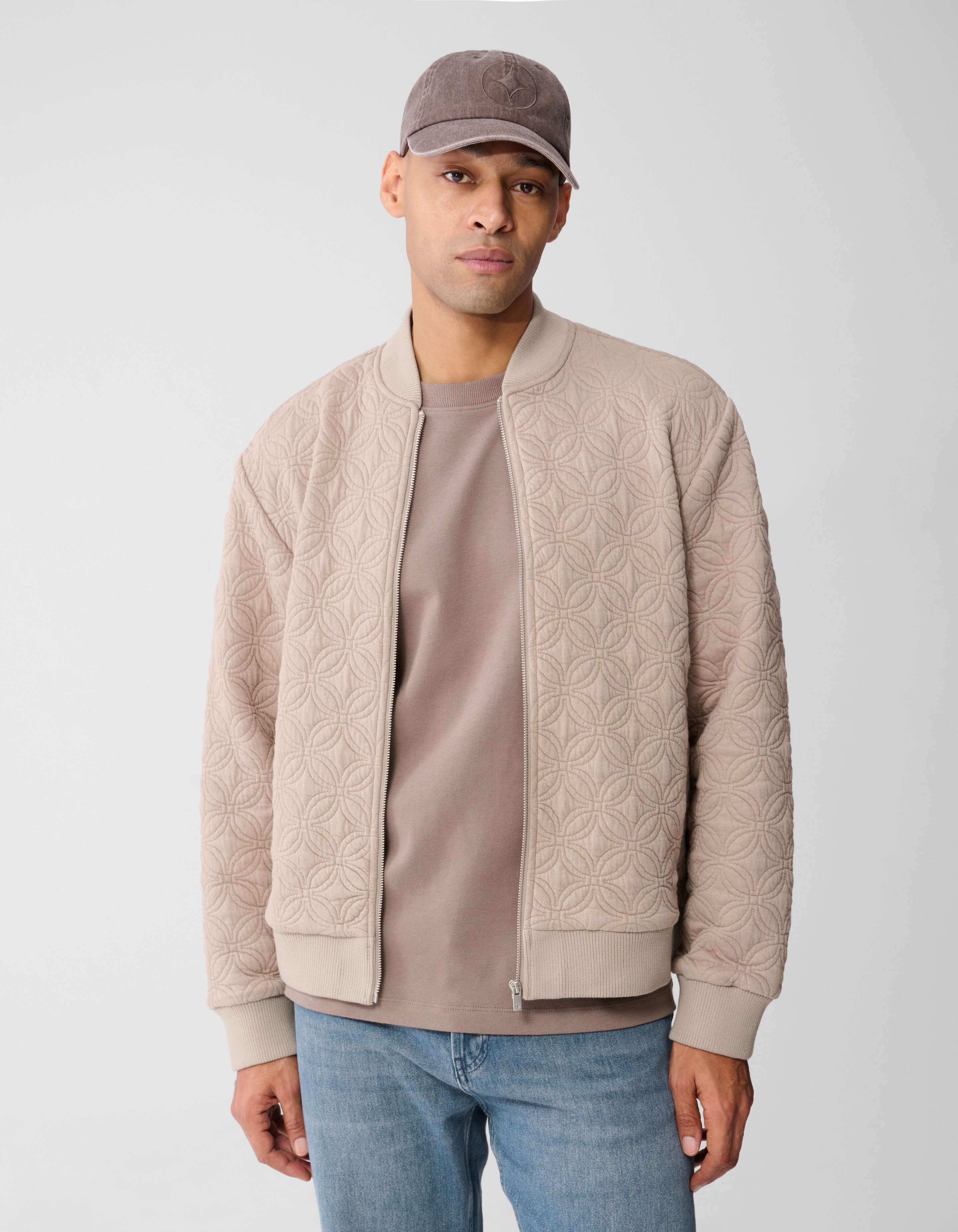 Embroidery Sweat Bomber Jack Lichtbruin SHOEBY MEN