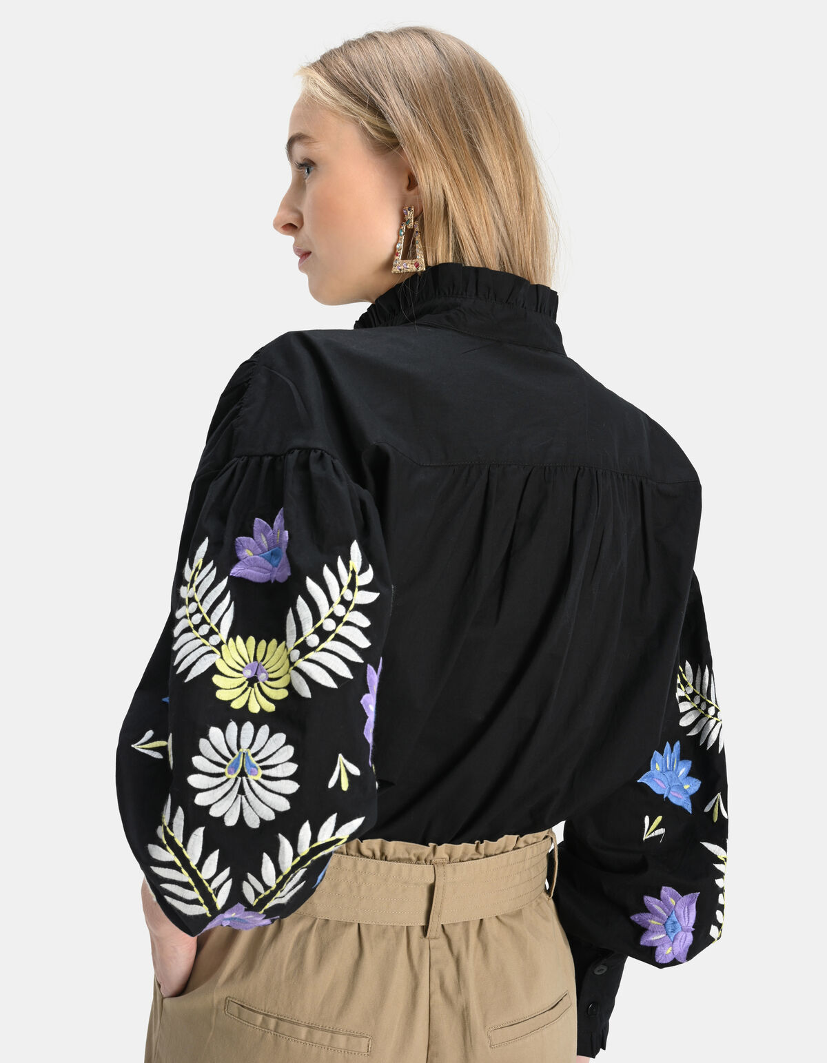 Voile Embroidery Blouse Zwart SHOEBY WOMEN