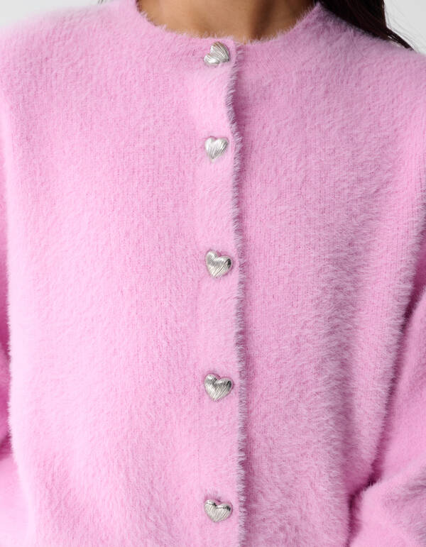 Fluffy Button Vest Roze SHOEBY GIRLS