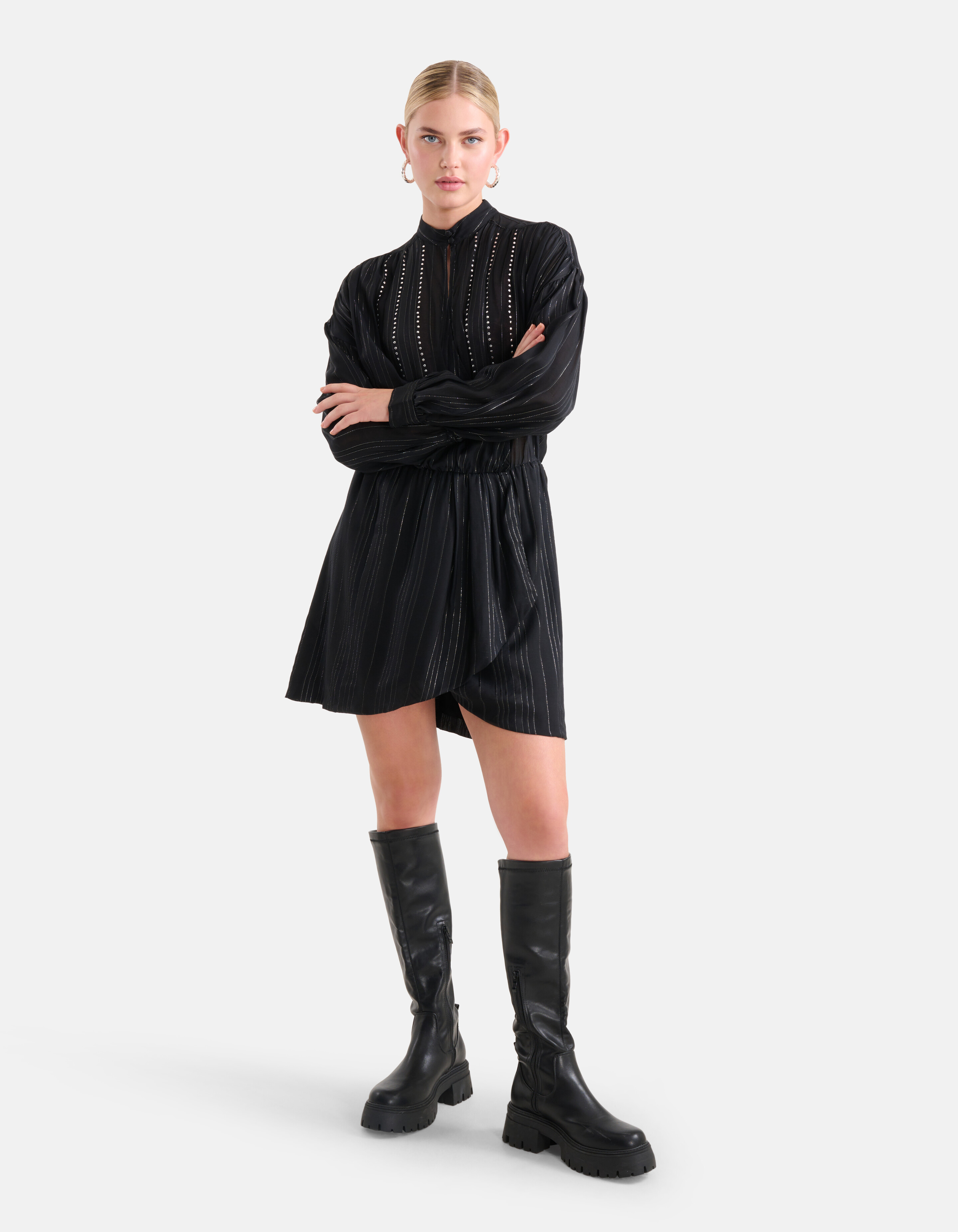 Studs Lurex Jurk Zwart SHOEBY WOMEN