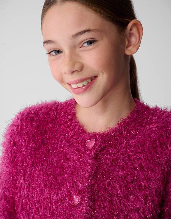 Fluffy Glitter Vest Donkerroze SHOEBY GIRLS