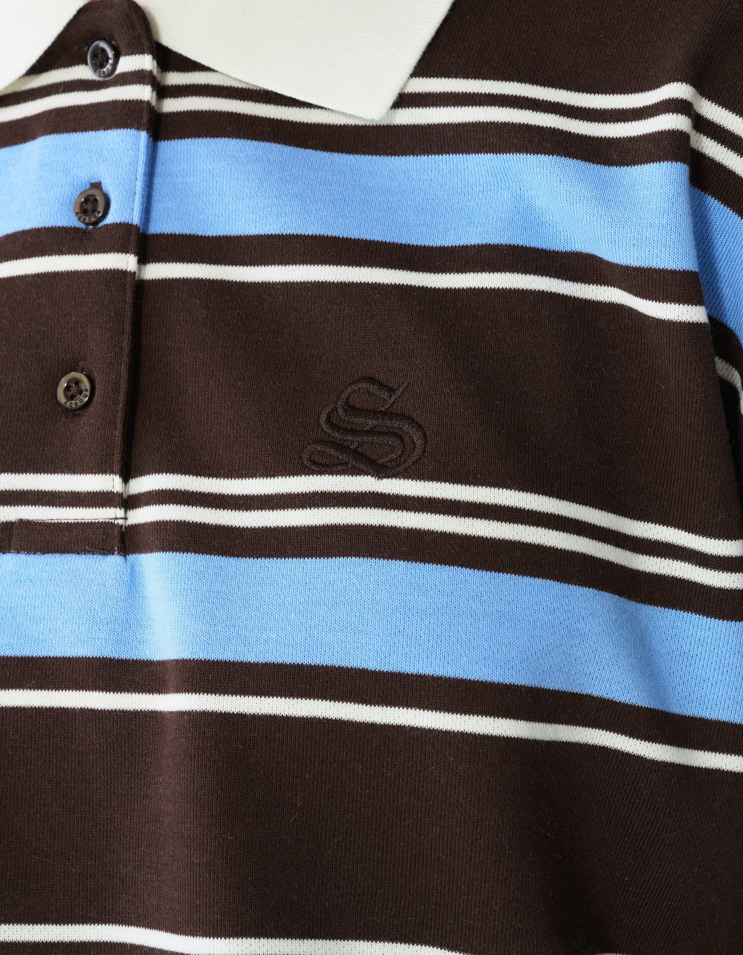Gestreepte Polo Longsleeve Donkerbruin/Blauw SHOEBY WOMEN