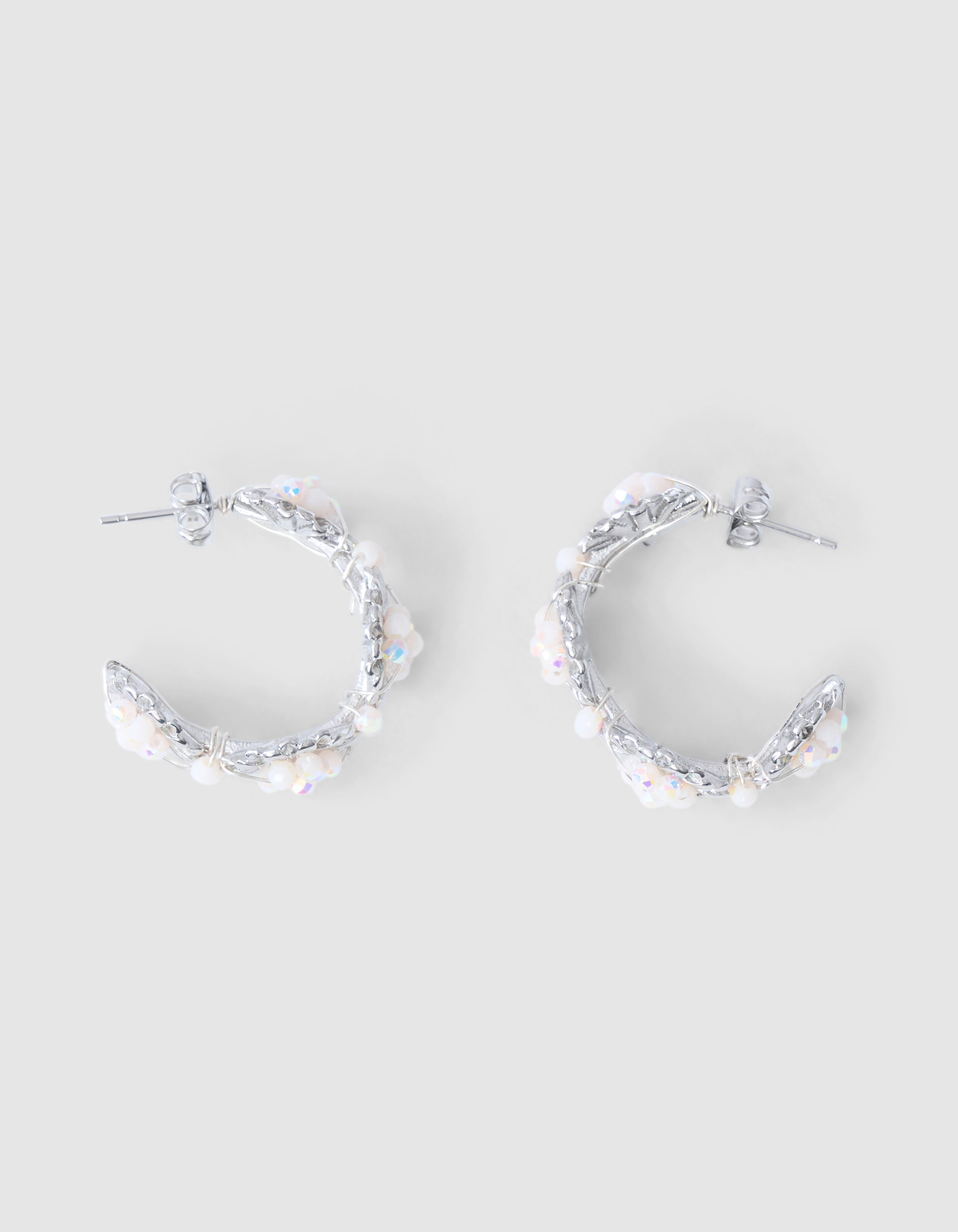 Beaded Flower Oorbellen Zilver SHOEBY ACCESSOIRES