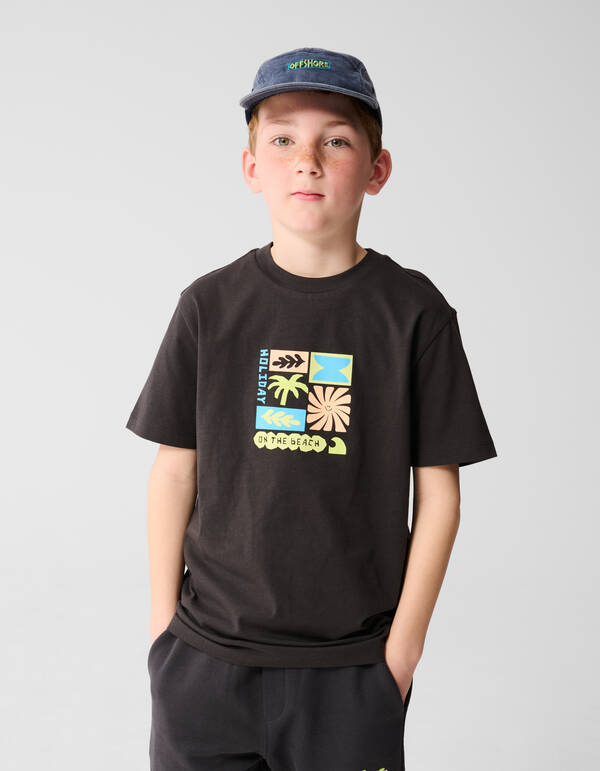 Holiday Artwork T-shirt Donkergrijs SHOEBY BOYS
