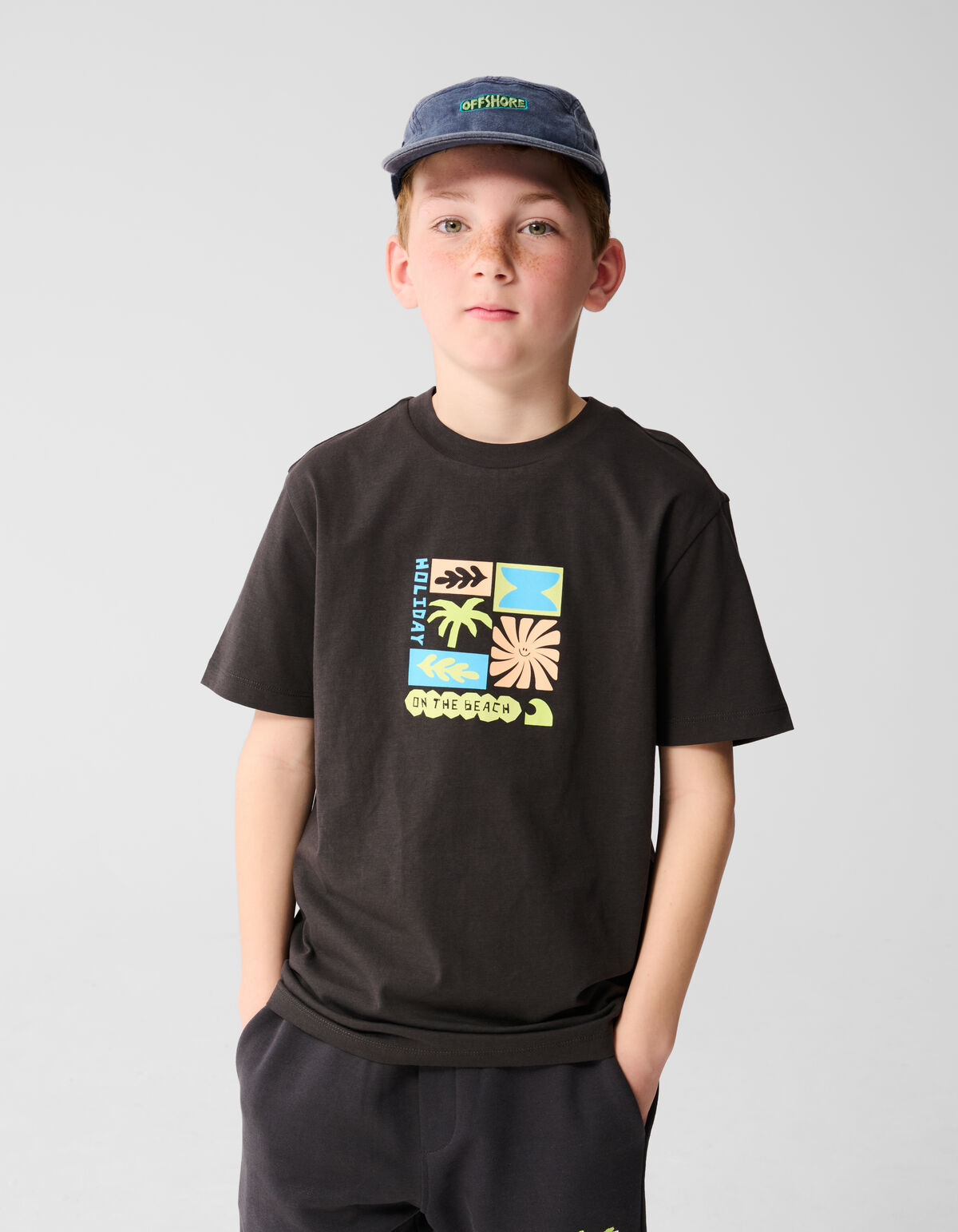 Holiday Artwork T-shirt Donkergrijs SHOEBY BOYS
