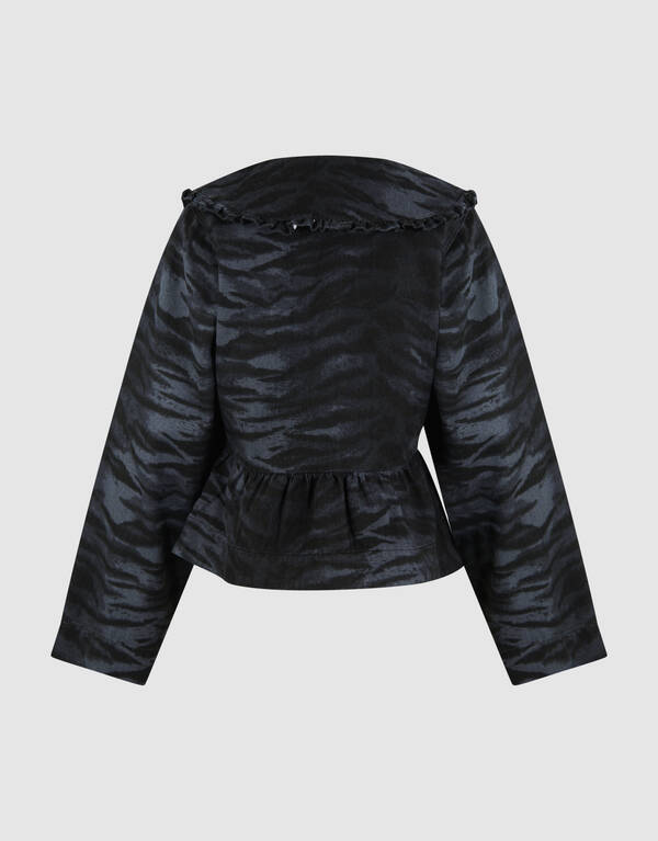 Tijger Collar Blouse Donkergrijs SHOEBY WOMEN
