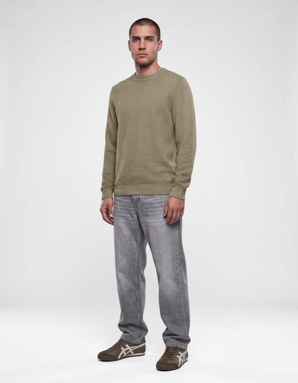 Rib Gebreide Trui Groen SHOEBY MEN