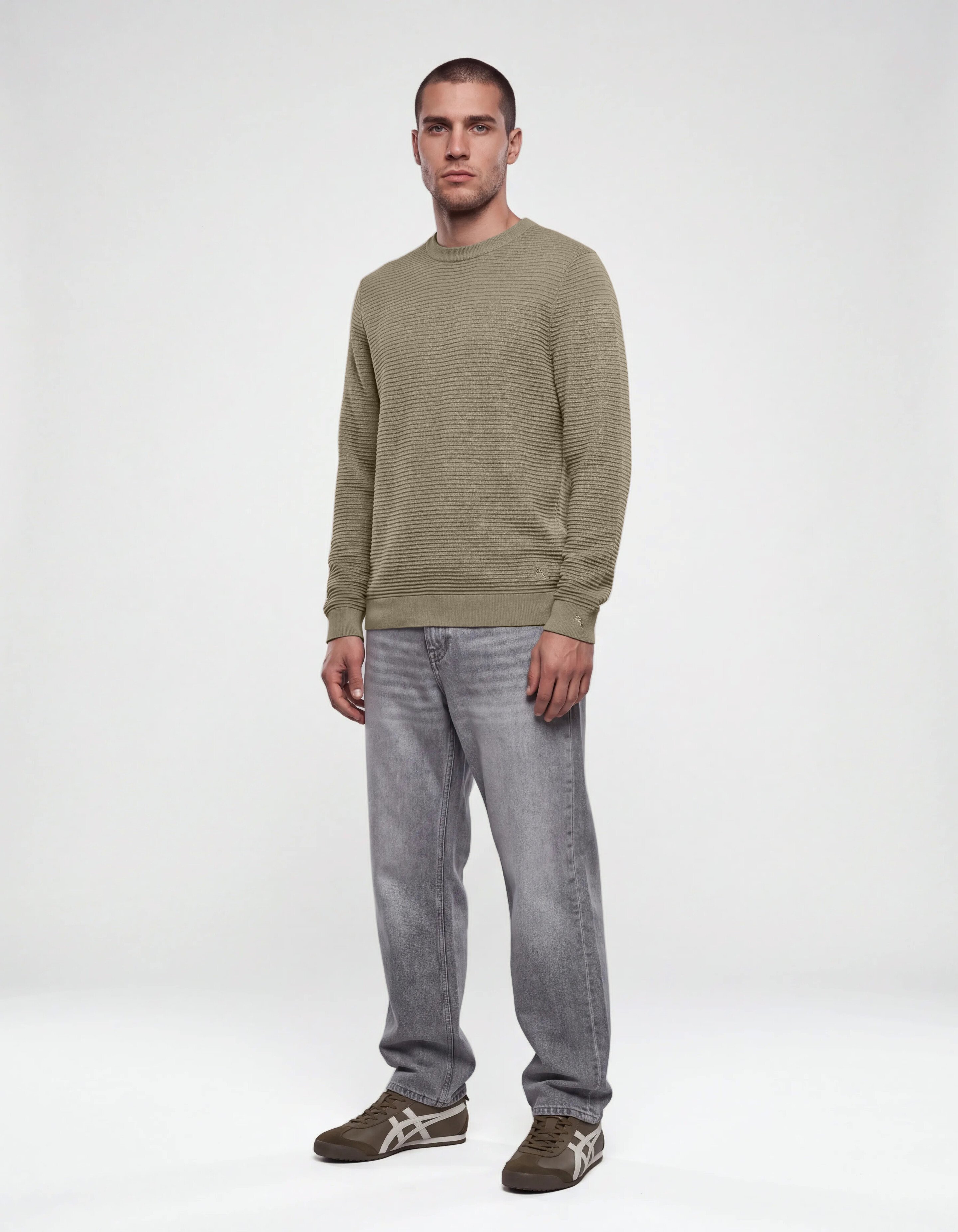 Rib Gebreide Trui Groen SHOEBY MEN