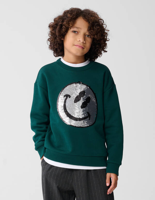 Two Way Sequin Sweater Donkergroen SHOEBY BOYS