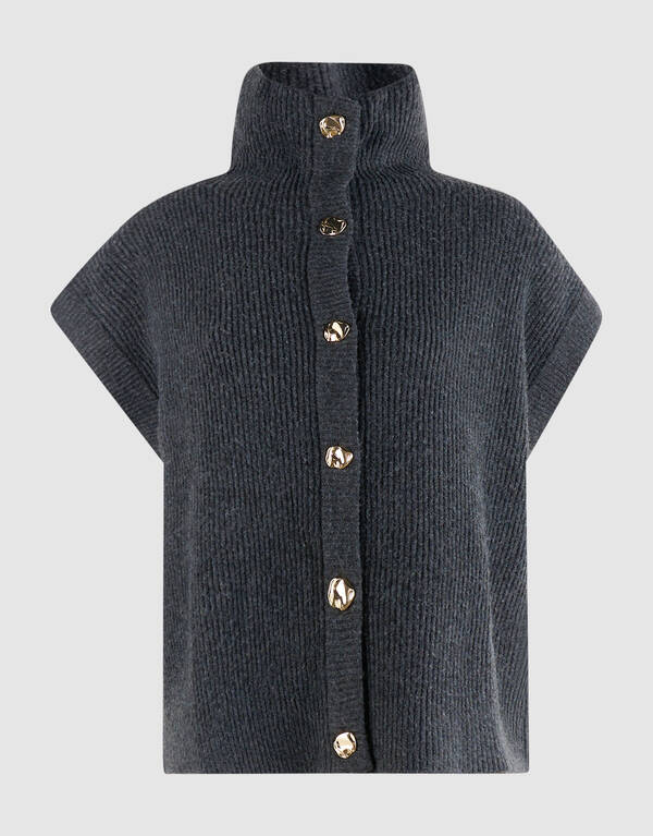 High Collar Gilet Donkergrijs SHOEBY WOMEN