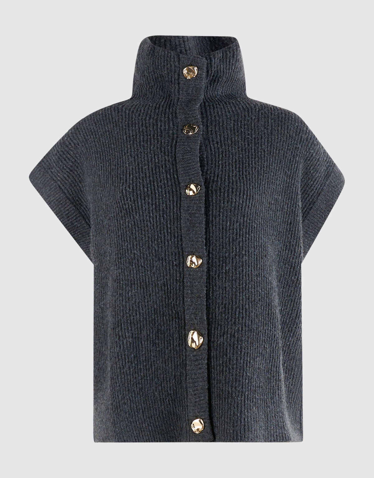 High Collar Gilet Donkergrijs SHOEBY WOMEN