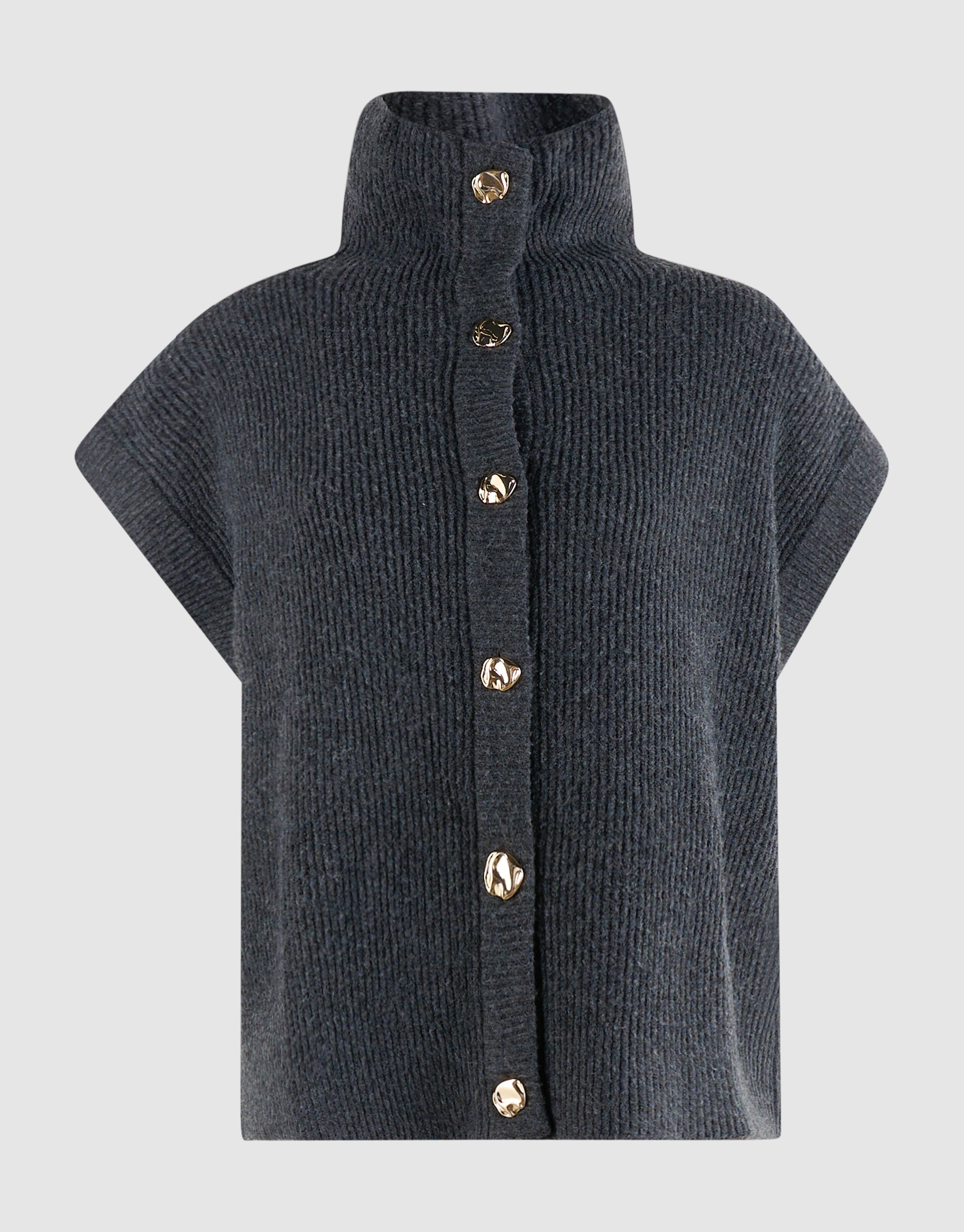 High Collar Gilet Donkergrijs SHOEBY WOMEN