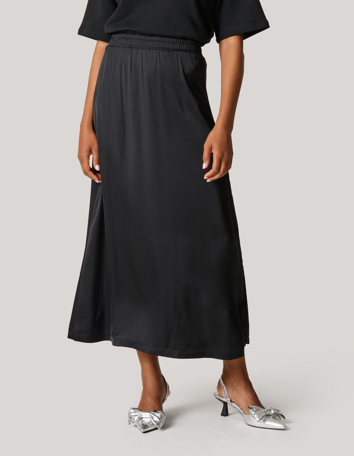 Satijnen Maxi Rok Zwart SHOEBY WOMEN