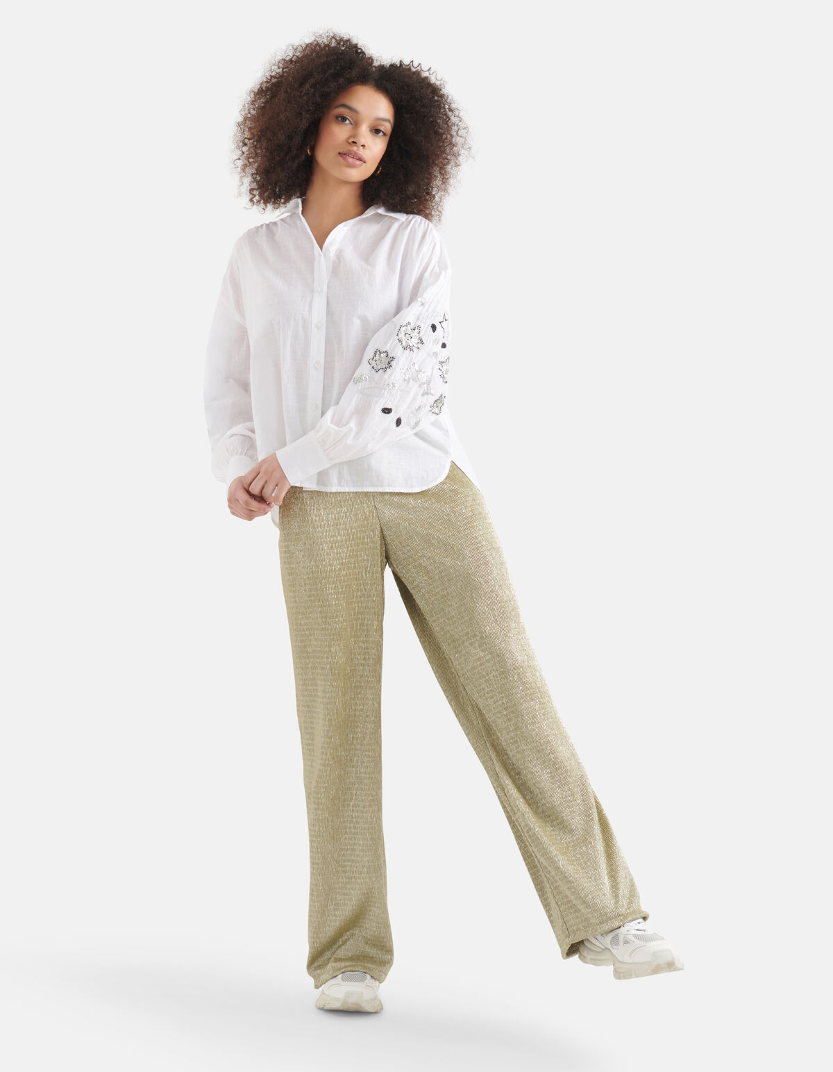 Embroidery Pailletten Blouse Wit SHOEBY WOMEN