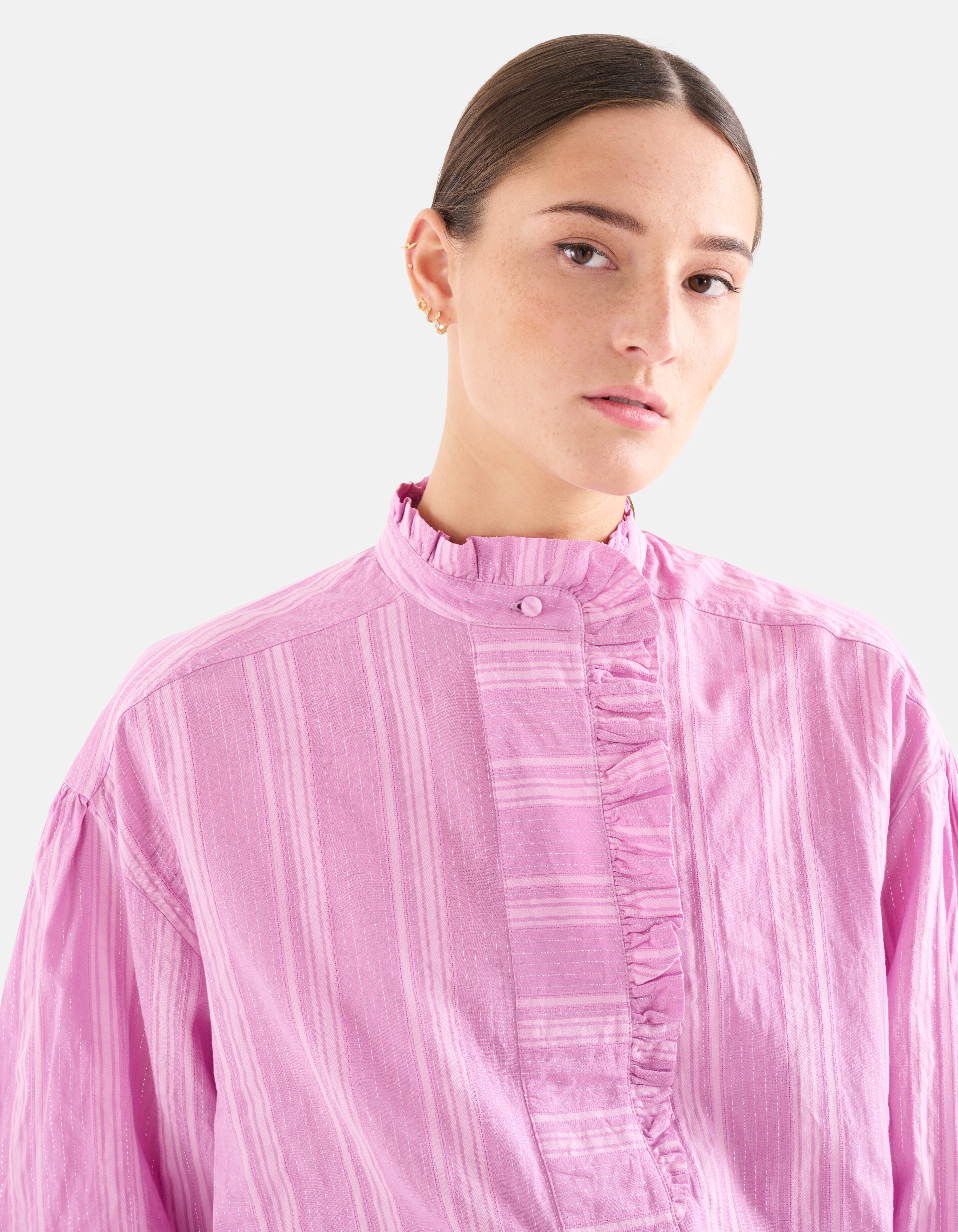 Gestreepte Lurex Blouse Roze SHOEBY WOMEN