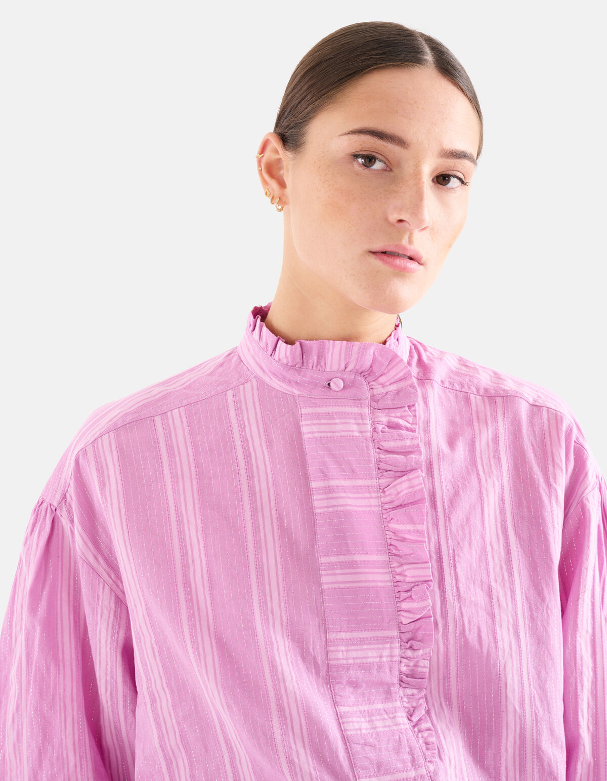 Gestreepte Lurex Blouse Roze SHOEBY WOMEN