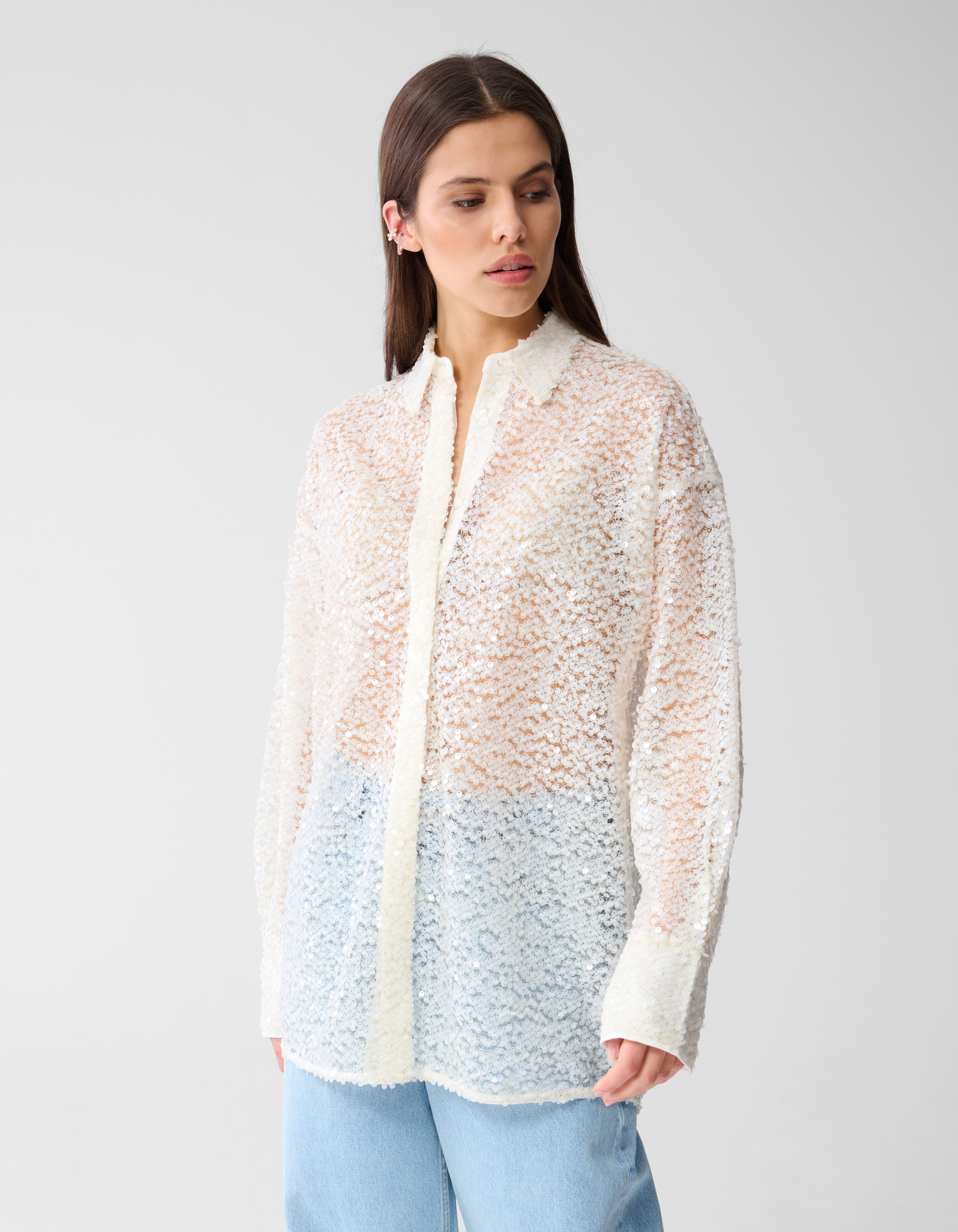 Oversized Sequin Blouse Gebroken Wit By Monica SHOEBY WOMEN