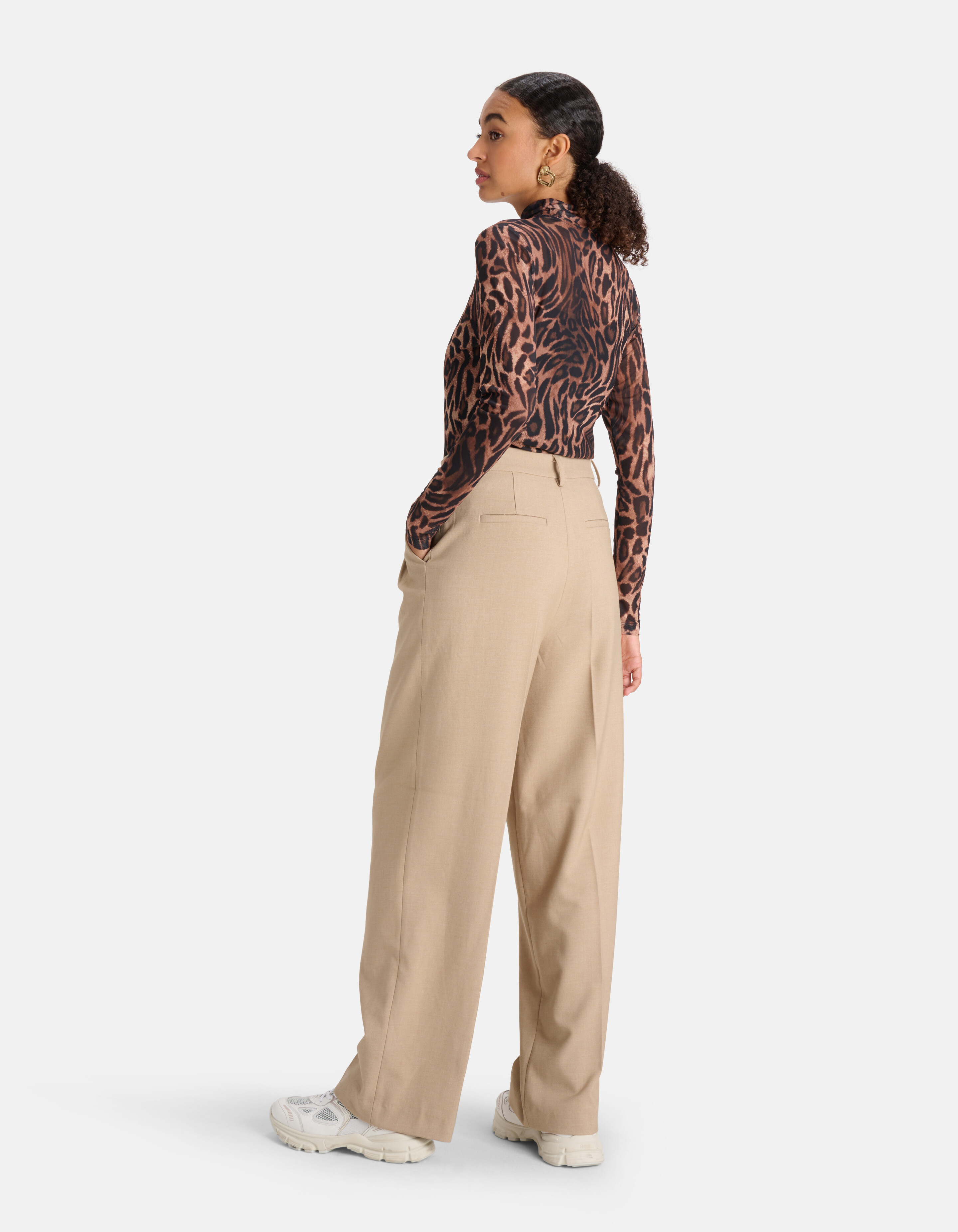 Leopard Print Mesh Top Bruin SHOEBY WOMEN