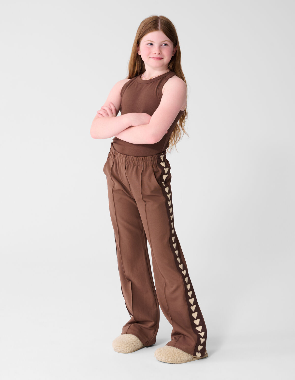 Fancy Tape Wide Leg Broek Bruin SHOEBY GIRLS