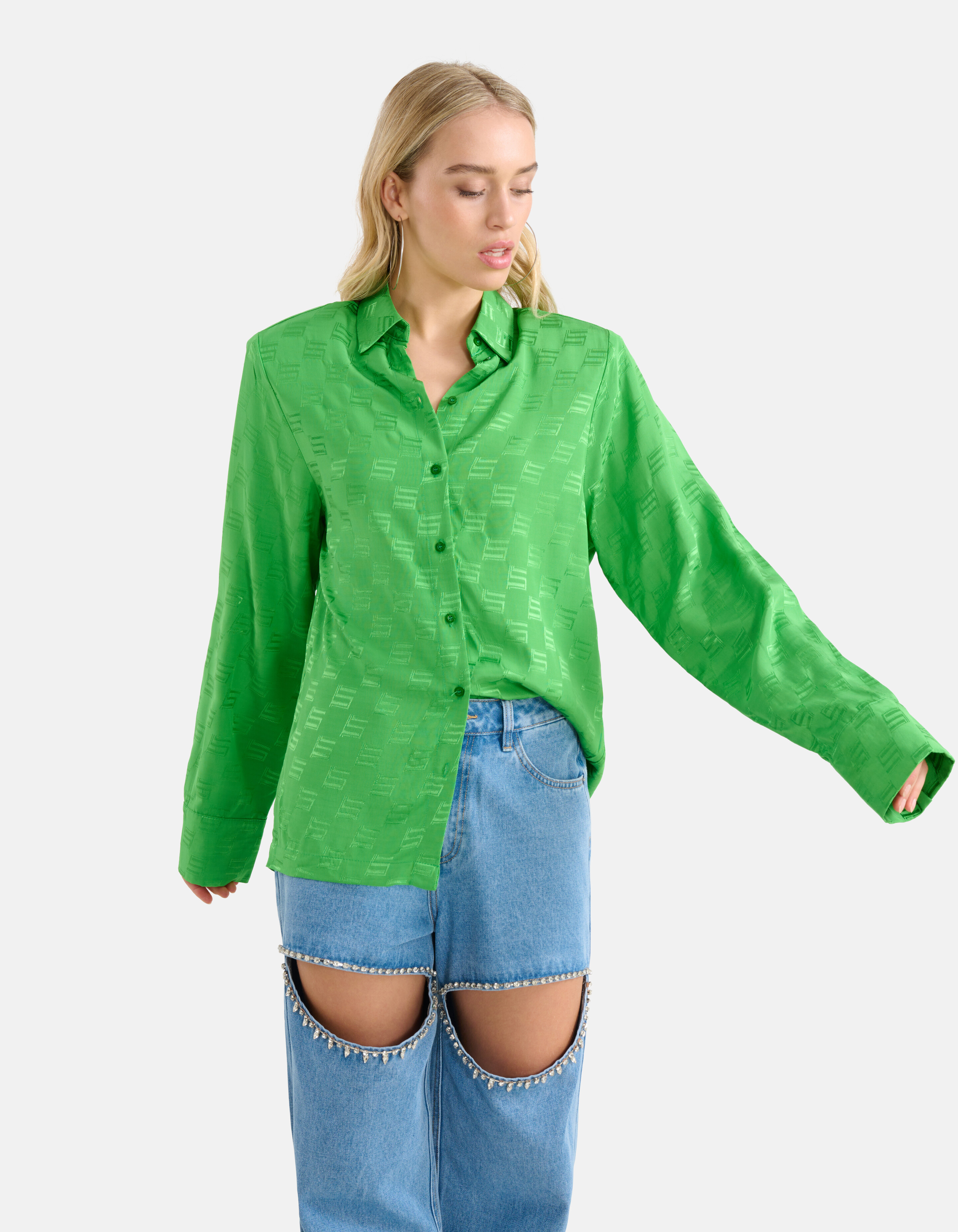 Jacquard Blouse Groen SHOEBY WOMEN