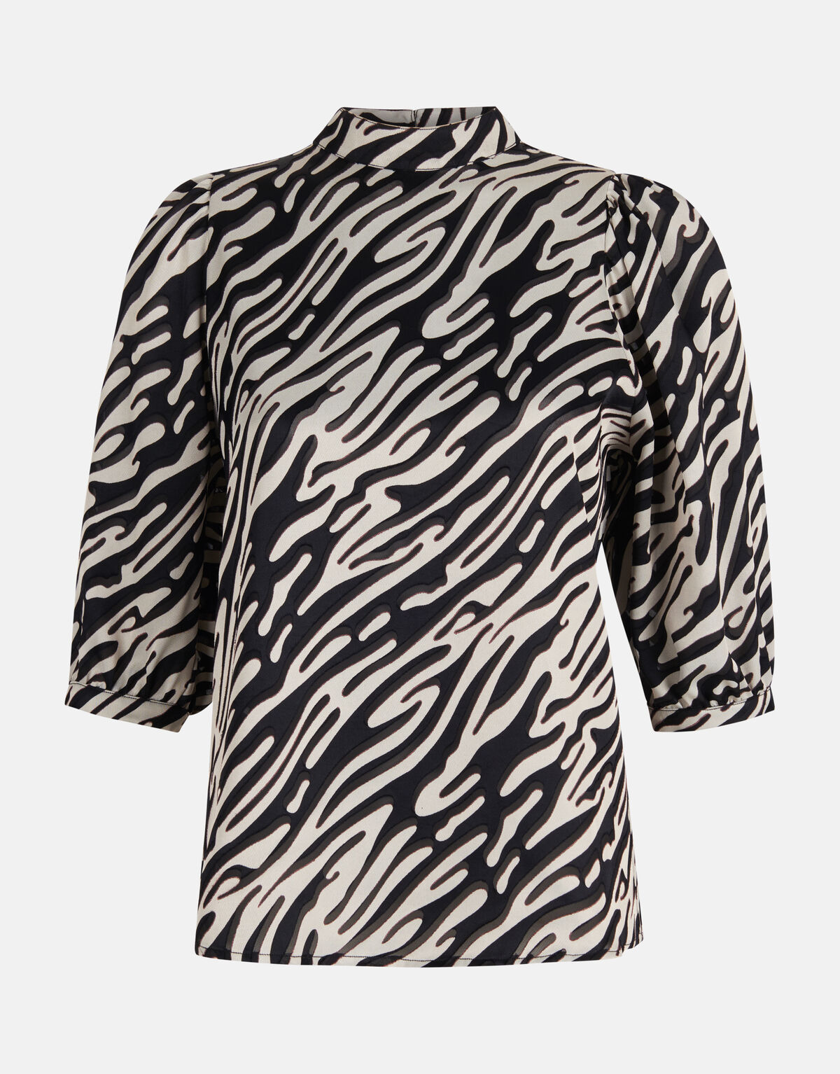 Zebra Burn Out Top Zwart/Wit SHOEBY WOMEN