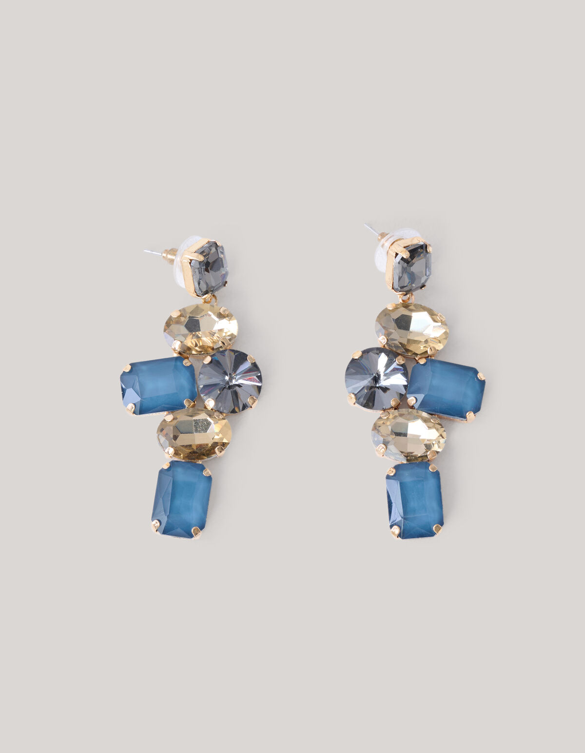 Hanging Strass Oorbellen Blauw SHOEBY ACCESSOIRES