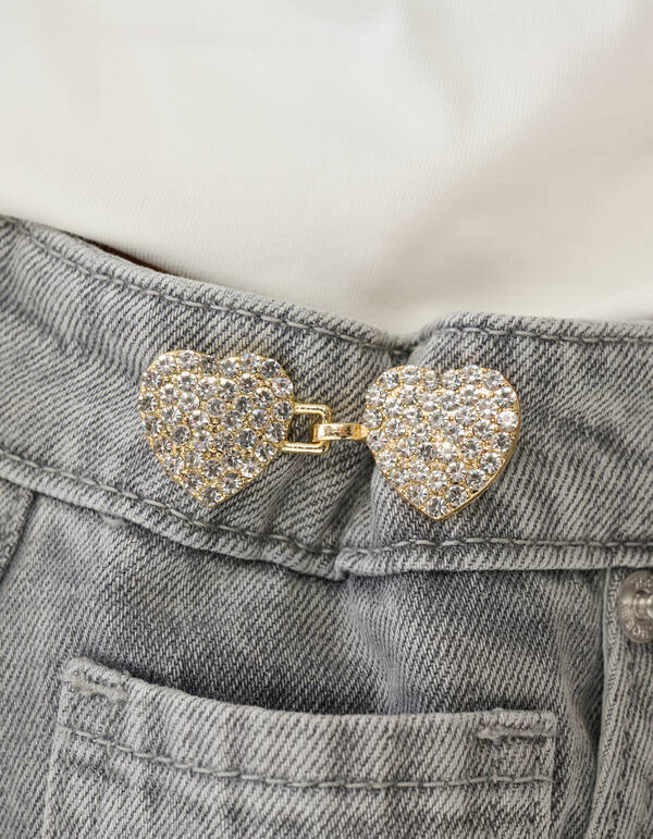Strass Heart Jeans Pins Goud SHOEBY ACCESSOIRES