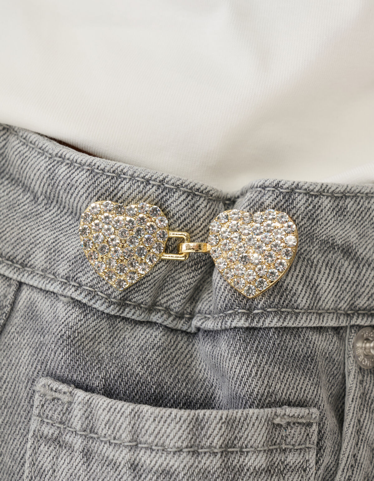 Strass Heart Jeans Pins Goud SHOEBY ACCESSOIRES