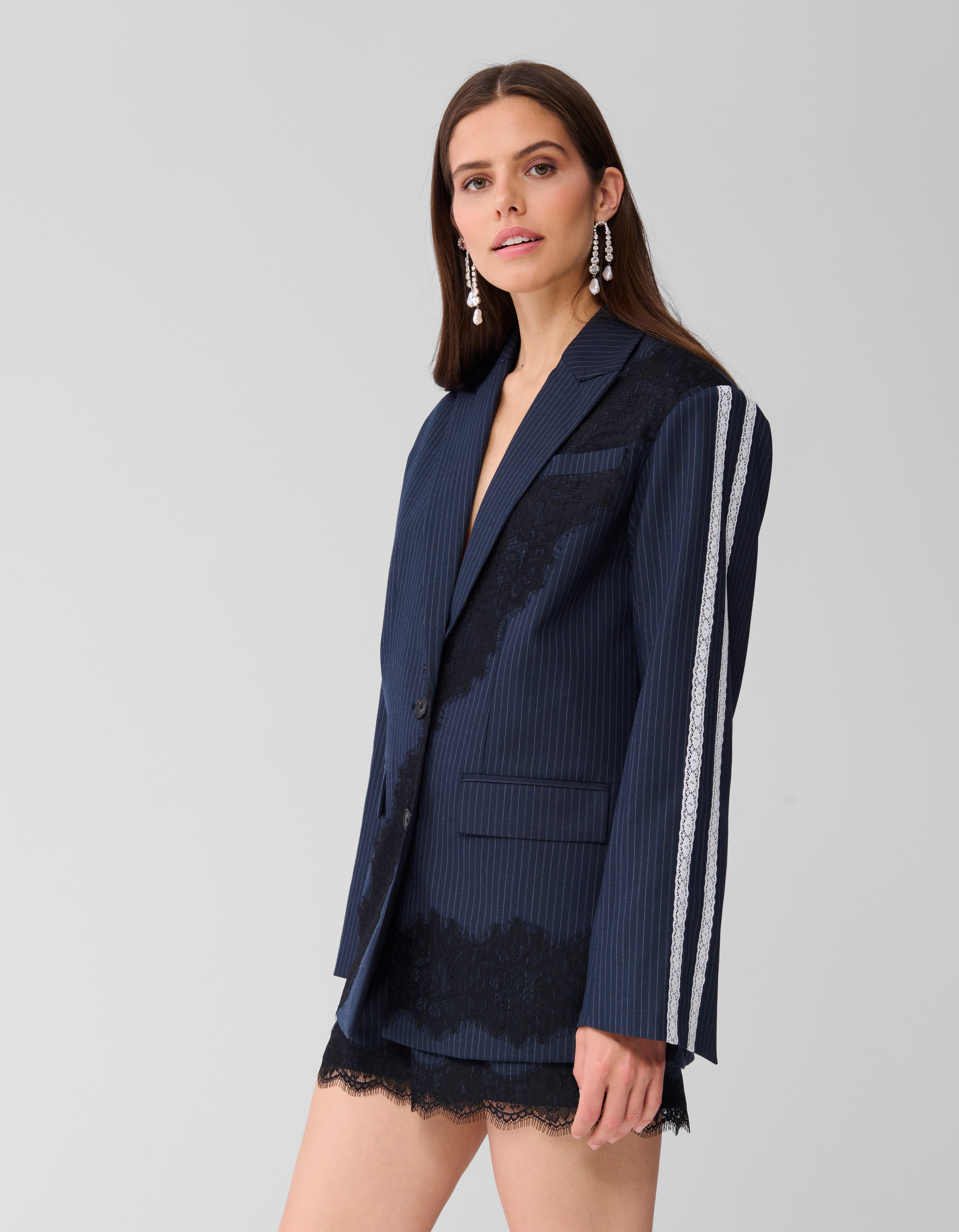 Oversized Kanten Blazer Donkerblauw SHOEBY WOMEN