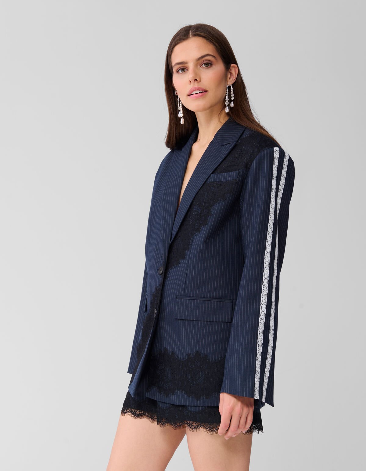 Oversized Kanten Blazer Donkerblauw SHOEBY WOMEN