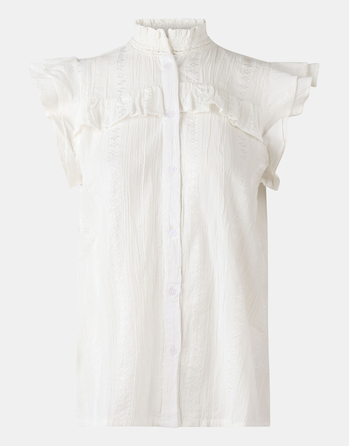 Broderie Ruffle Top Gebroken Wit EKSEPT