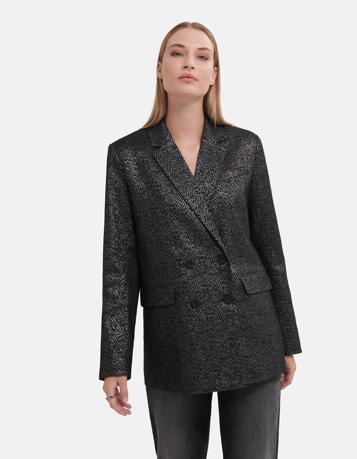 Oversized Zebraprint Blazer Zwart SHOEBY WOMEN