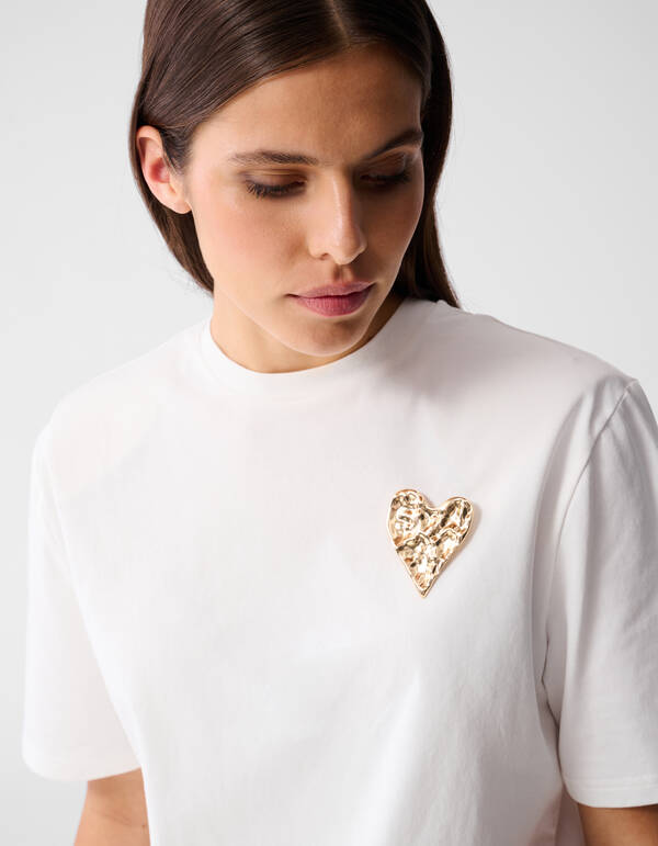 Big Hammerd Heart Broche Goud SHOEBY ACCESSOIRES