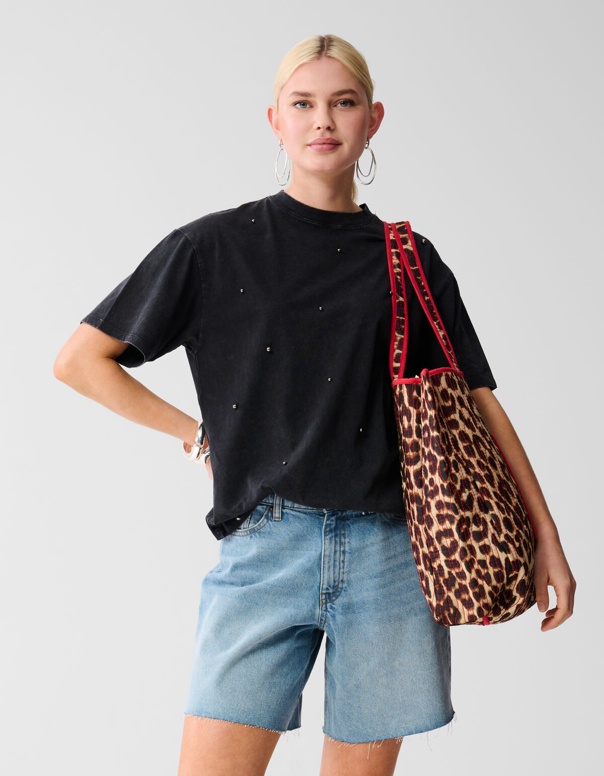 Parel Washed T-shirt Donkergrijs SHOEBY WOMEN