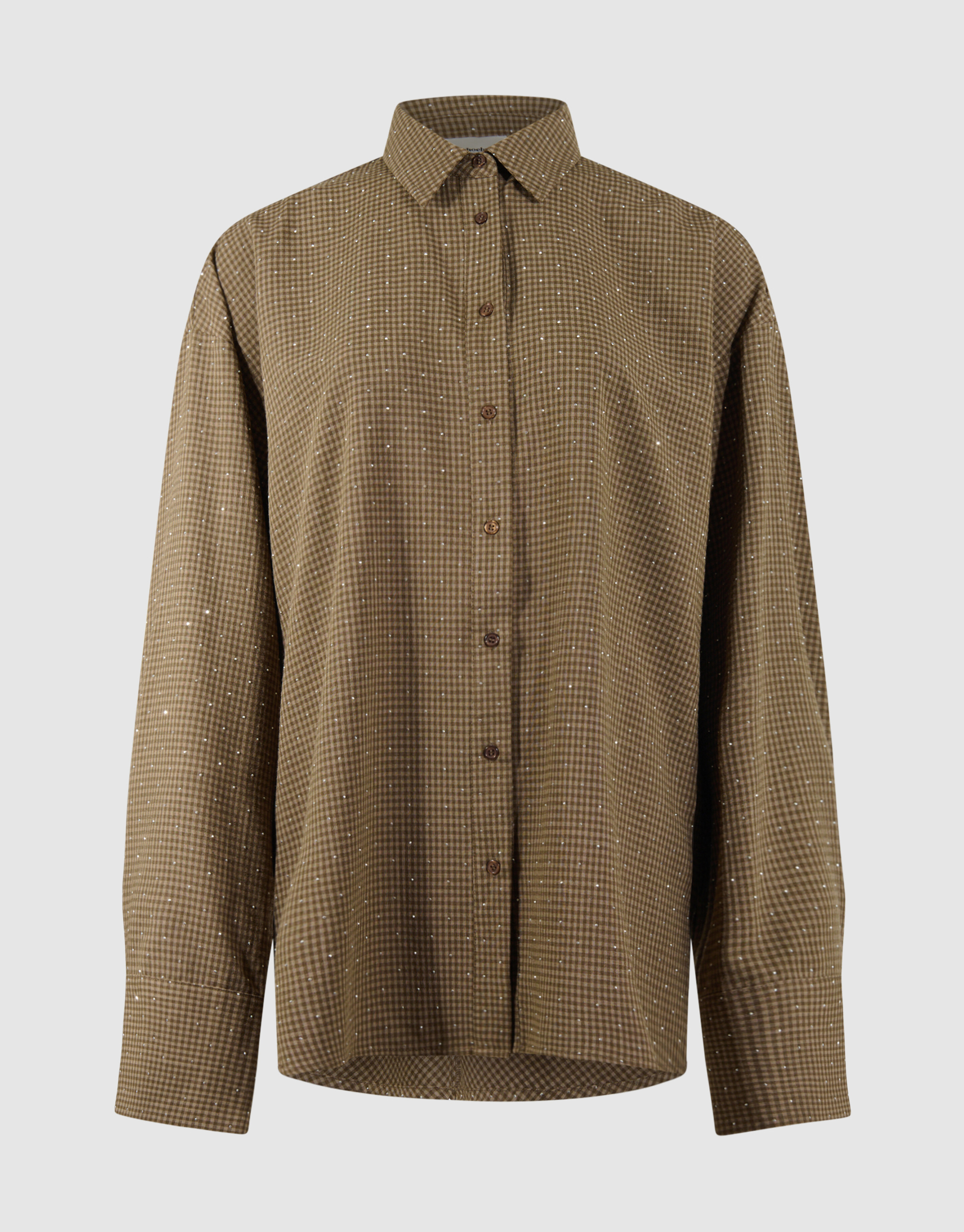 Oversized Ruiten Strass Blouse Bruin SHOEBY WOMEN
