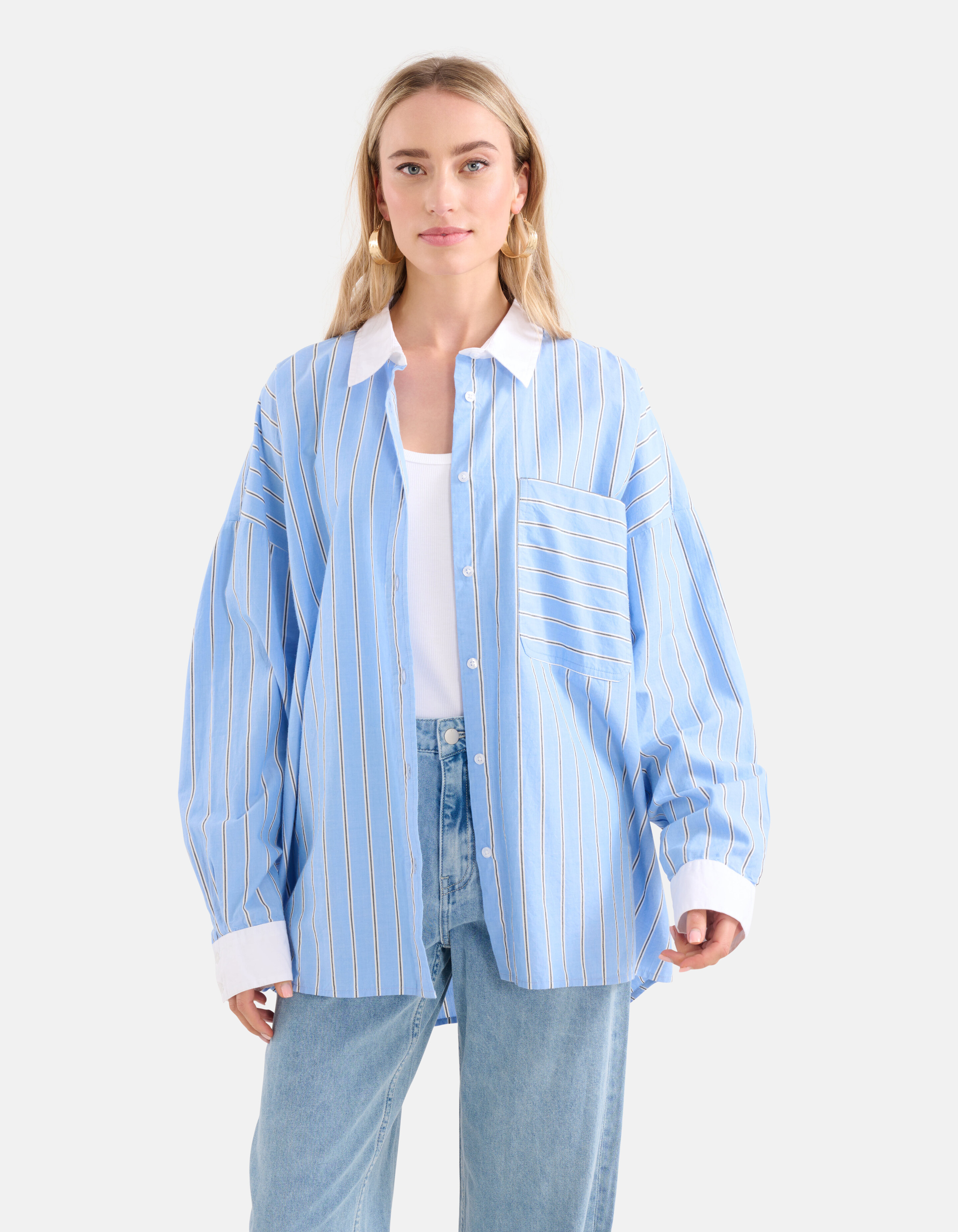 Pinstripe Blouse Lichtblauw By Lonneke SHOEBY WOMEN