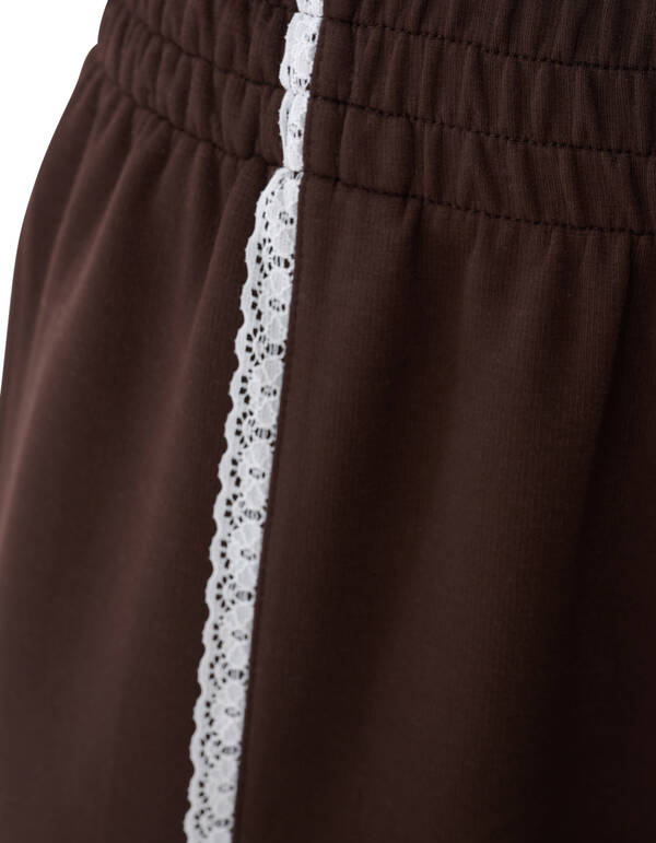 Kanten Wide Leg Broek Bruin SHOEBY WOMEN