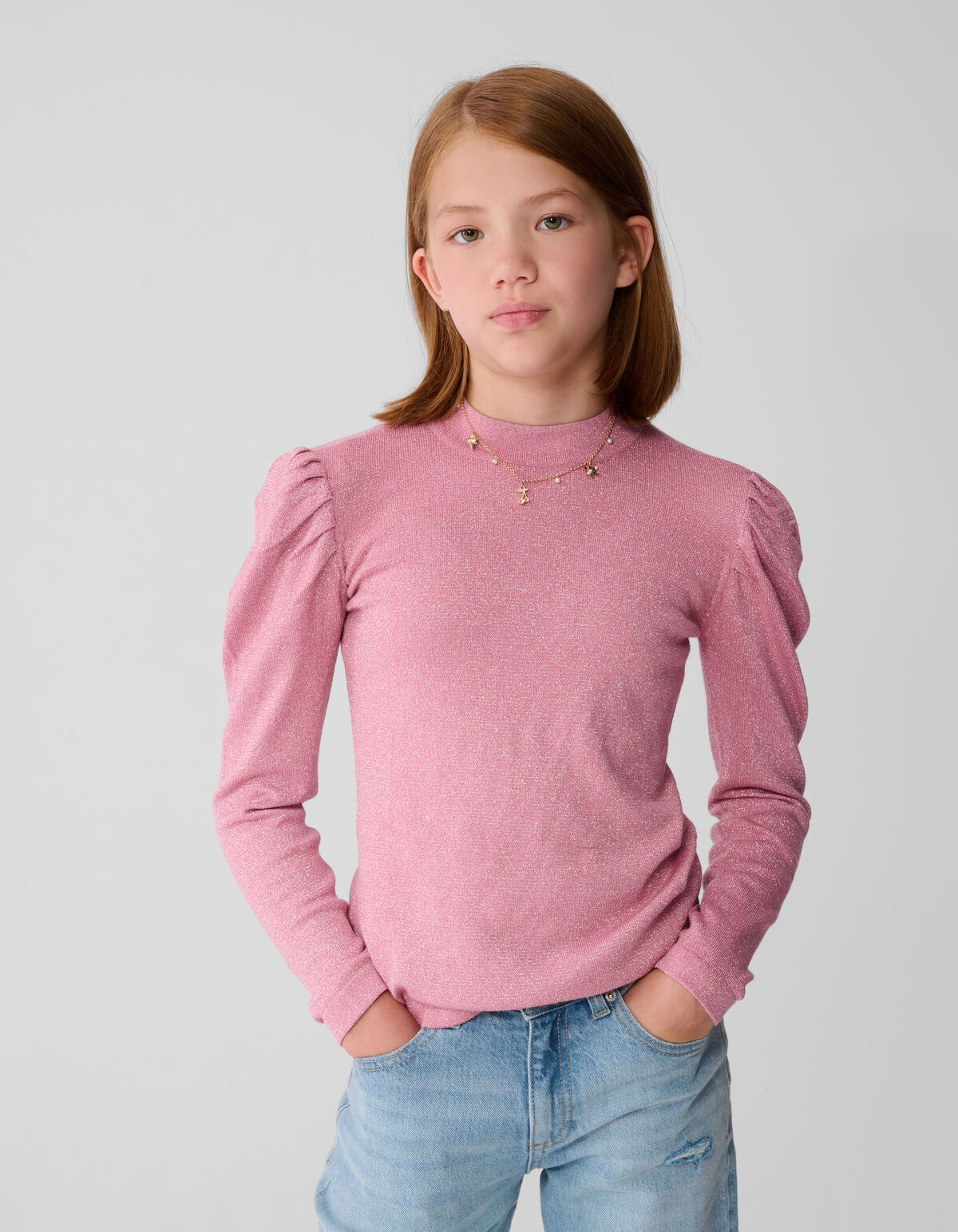 Glitter Longsleeve Top Roze SHOEBY GIRLS
