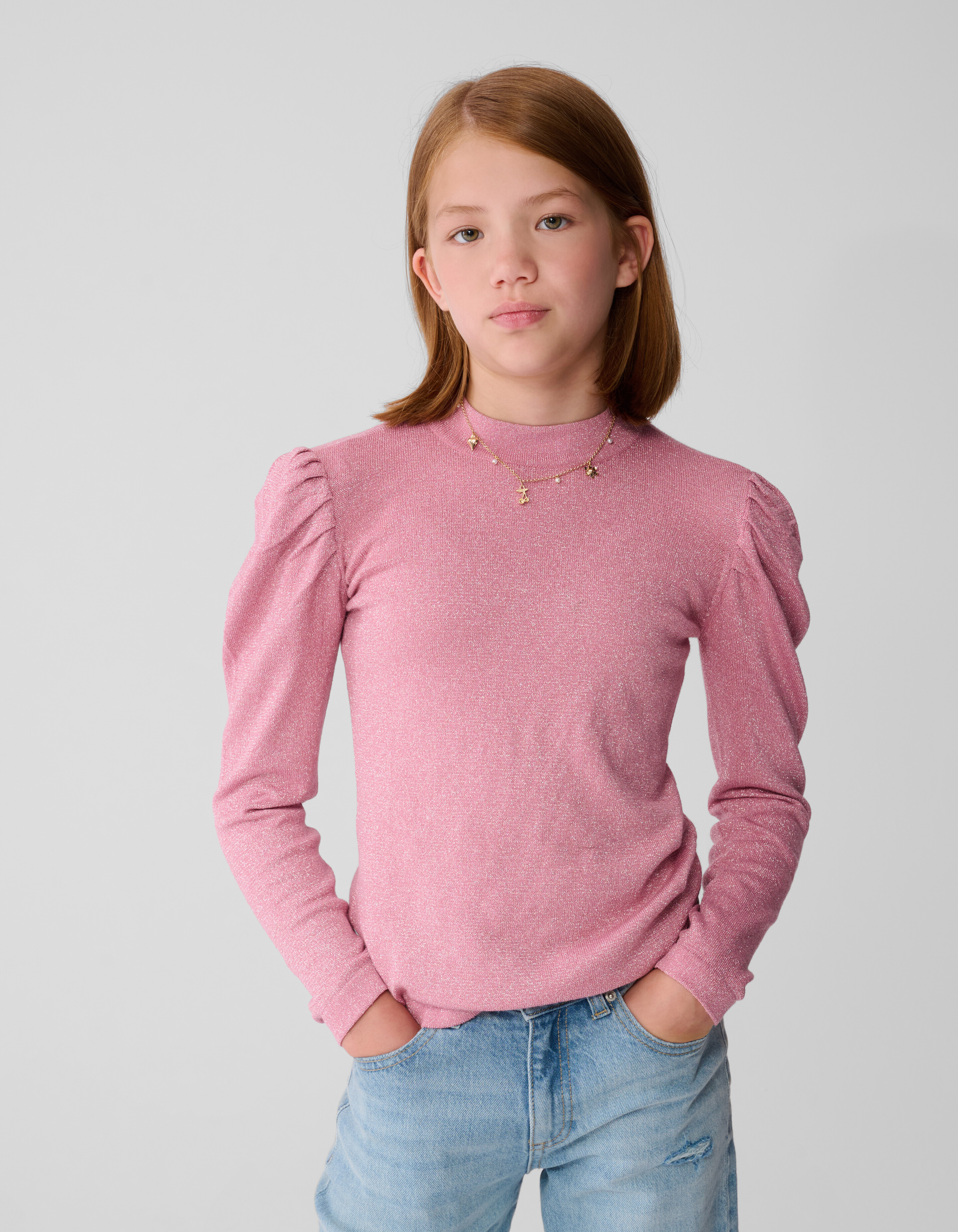 Glitter Longsleeve Top Roze SHOEBY GIRLS