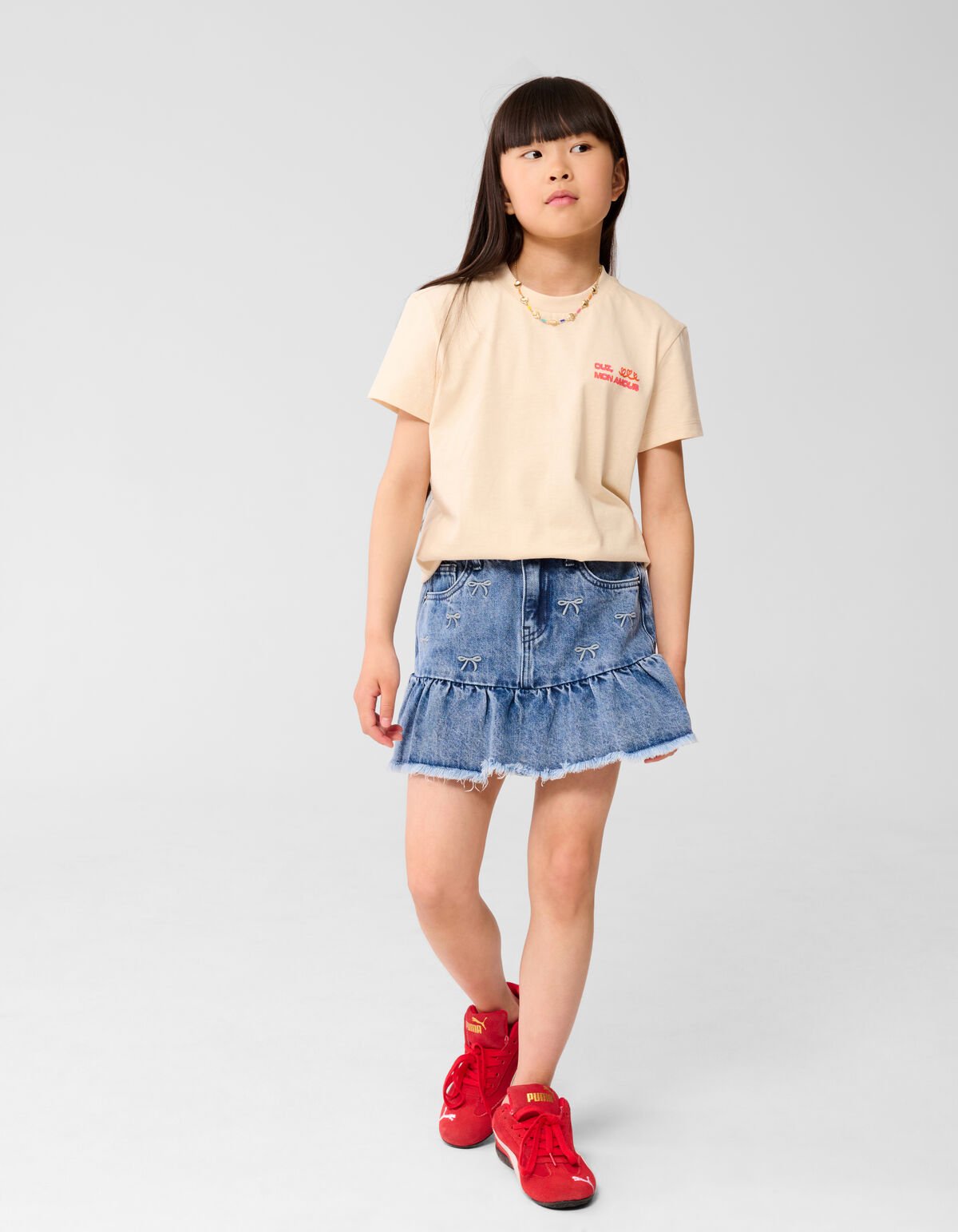 Denim Strik Rok Blauw SHOEBY GIRLS