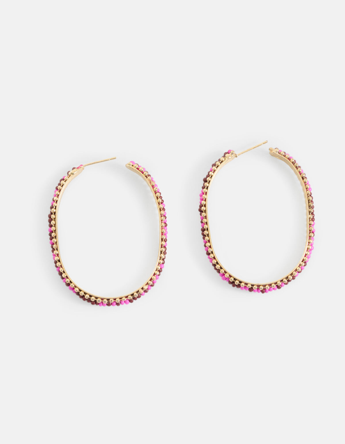 Ovale Beaded Hoops Oorbellen Roze SHOEBY ACCESSOIRES