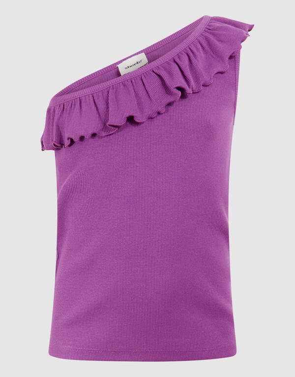 One Shoulder Ruffle Top Paars SHOEBY GIRLS