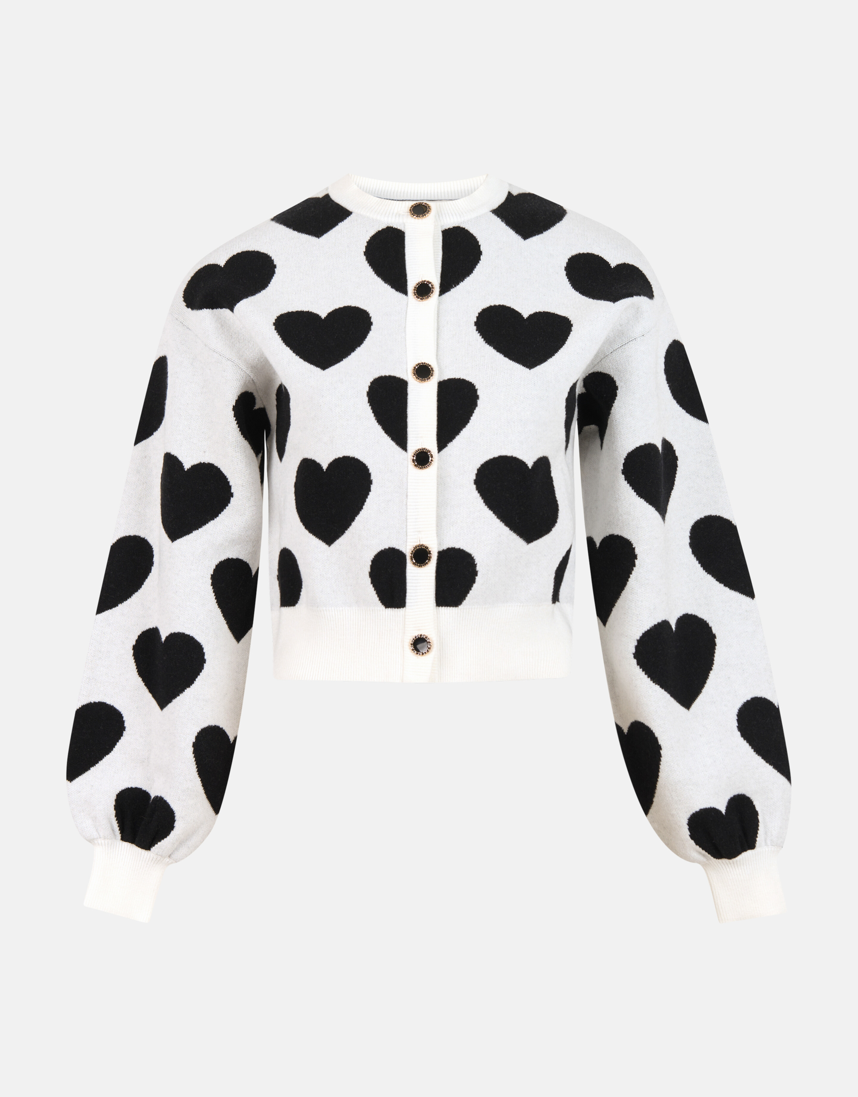 Heart Cardigan Wit/Zwart SHOEBY WOMEN