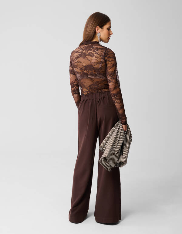 Flower Kanten Top Bruin SHOEBY WOMEN