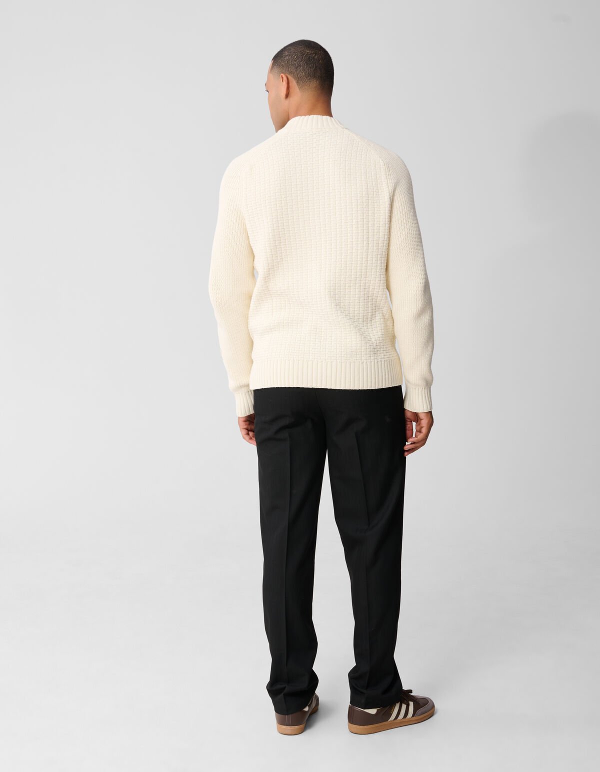 Structuur Knit Sweater Gebroken Wit SHOEBY MEN
