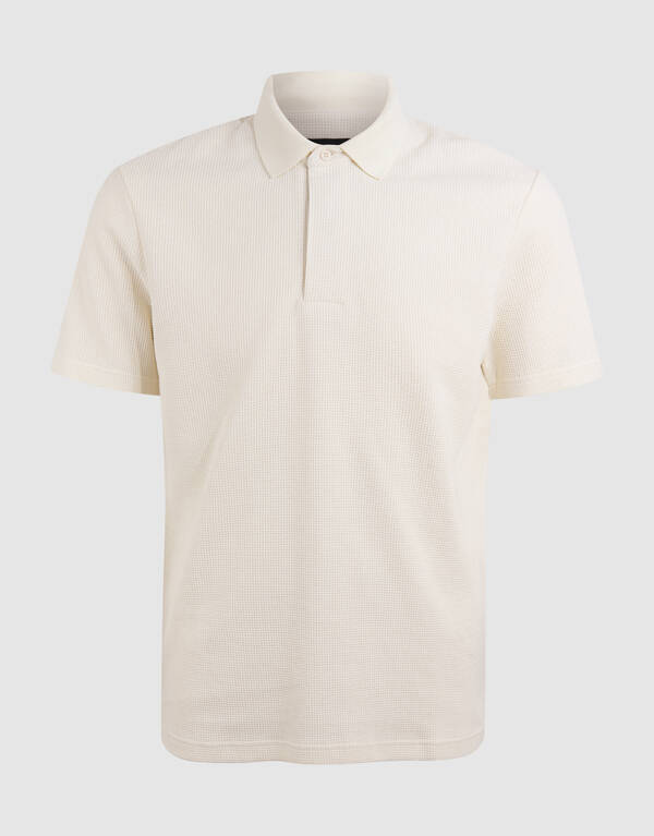 Structuur Jersey Polo Gebroken Wit SHOEBY MEN